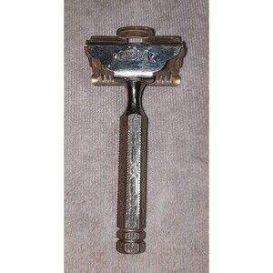 Antique 1912 Patent GEM Brooklyn, NY Brass Safety Razor Ornate Handle